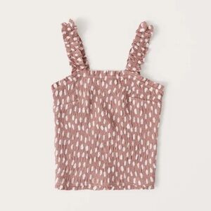 Abercrombie All-Over Smocked Wide Strap Cami in Dusty Pink Dot